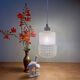 Vintage globe pendant light in white and transparent glass