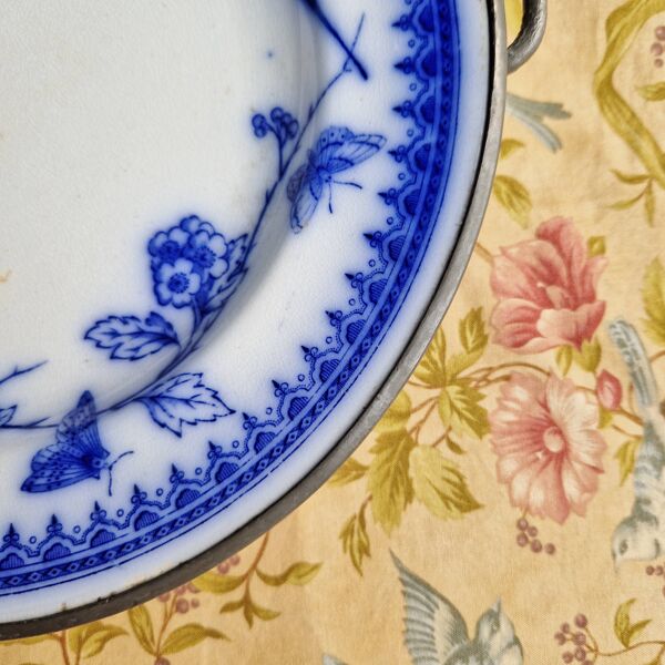 Assiette chauffante antique en ceramique et metal james dixon and sons shef