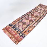 Brown & Pink Tribal Vintage Runner Rug, 83x294Cm