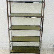 Vintage Italian design shelf in chrome and smoked glass from the 1970s.