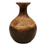 Ceramic vase in earthy/brownish/beige colours and tones. Judi Art, Denmark 1970s