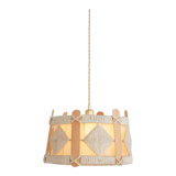 Vintage pendant lamp in wood and wool