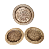 Set of 3 vintage moroccan brass decorative wall plates