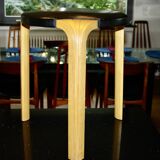VINTAGE BIRCH AND LEATHER STOOL BY ALVAR AALTO FOR ARTEK