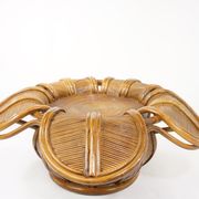 60s Italian design flower coffee table in rattan and glass marquetry