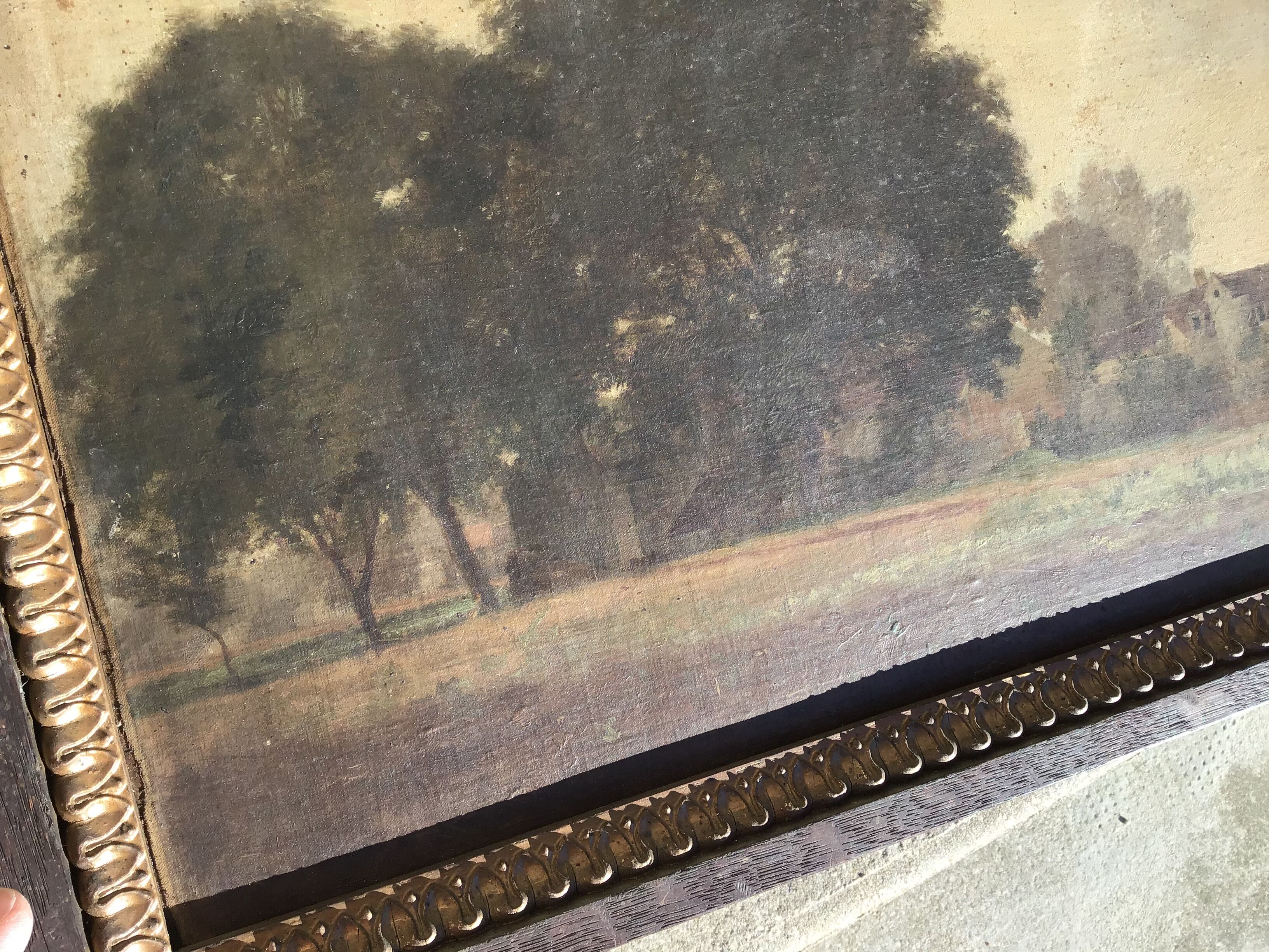Old painting landscape village