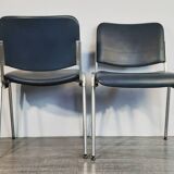 Set 5 chairs stackable Mauser in aluminium and leather, vintage 1960