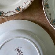 Set of 4 old flat plates in Terre de Fer, Cadiz L&G