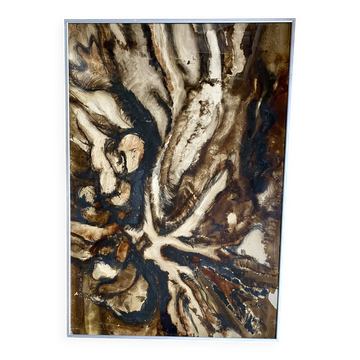 Painting 1972 under glass, metal frame