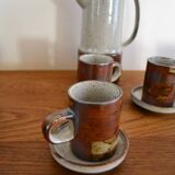Vintage enameled stoneware coffee service made in Japan 60s