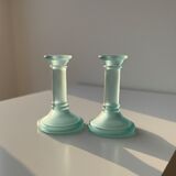 vintage frosted blue azure glass candle holders – Scandinavian Style