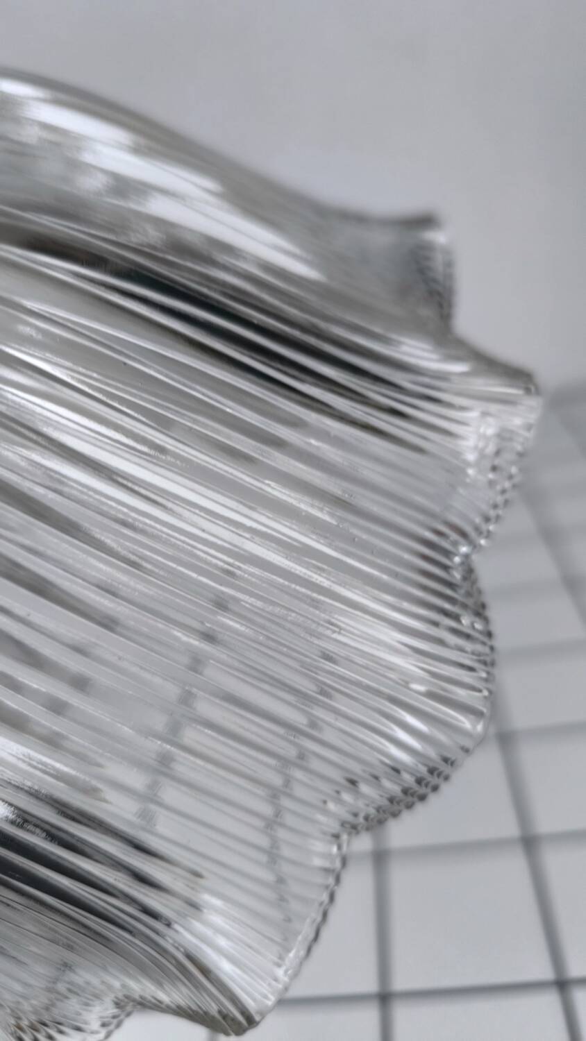 Large wall light in holophane glass and brass