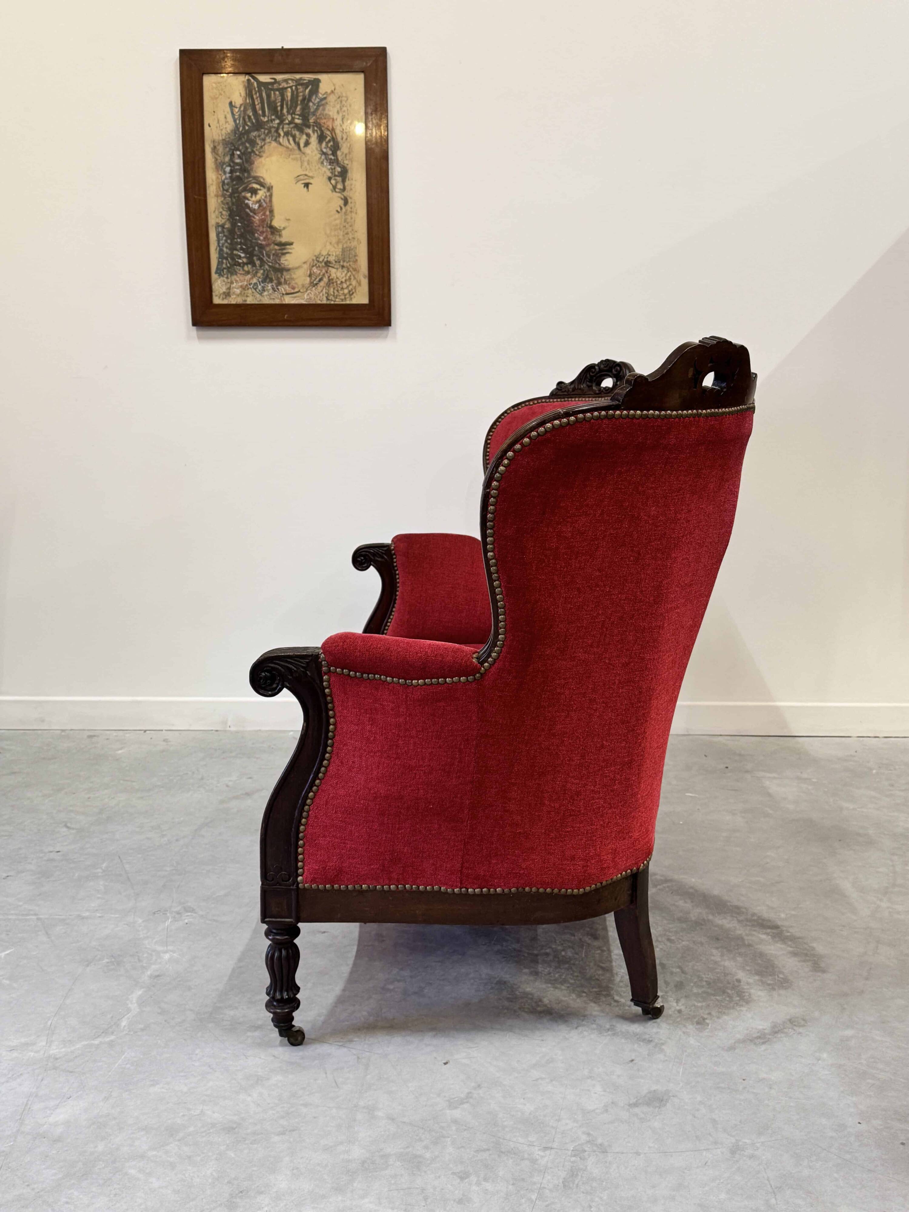 Antique Louis-Philippe velvet sofa