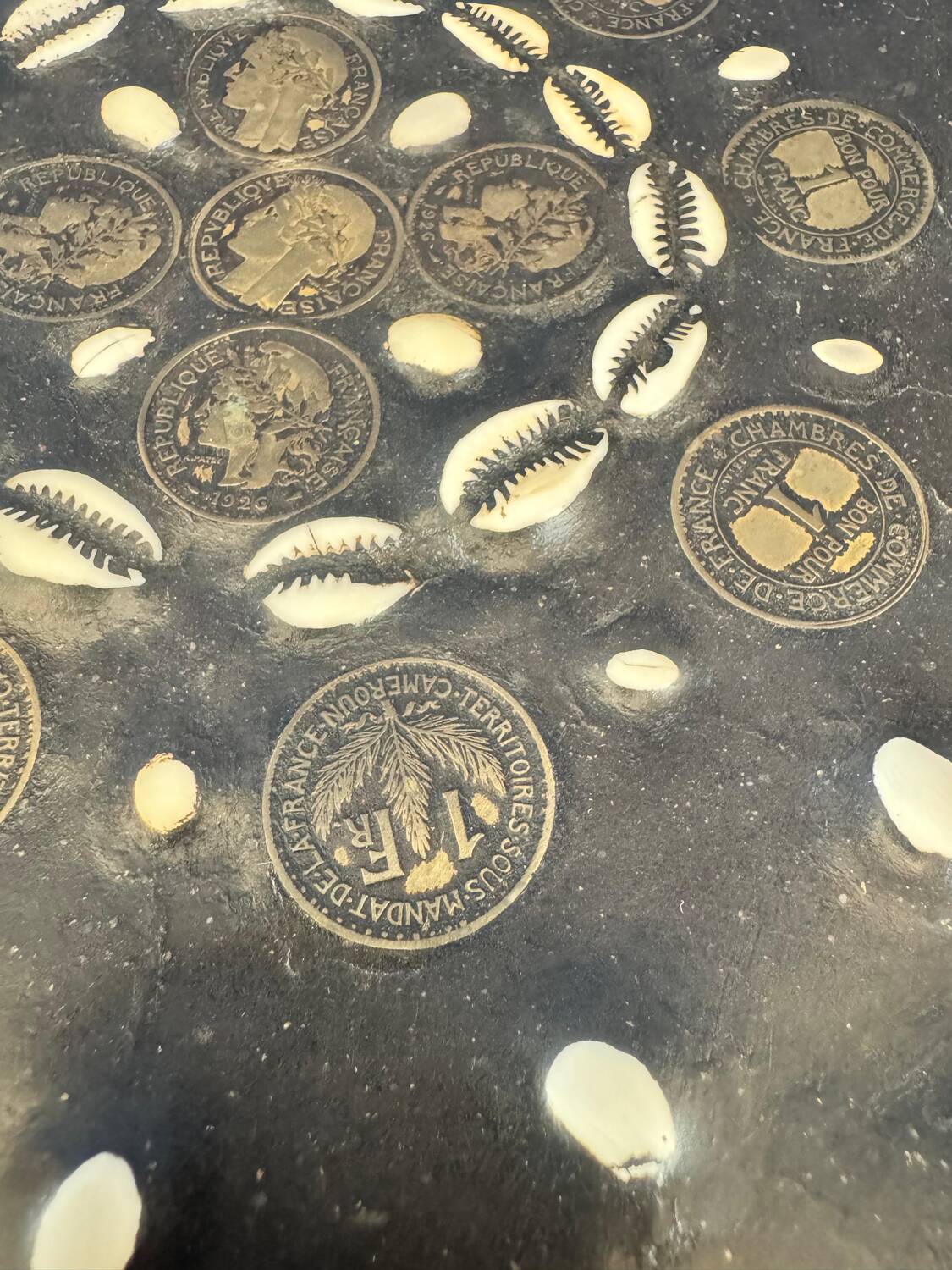 Traditional African stool. Hand-carved, richly decorated.