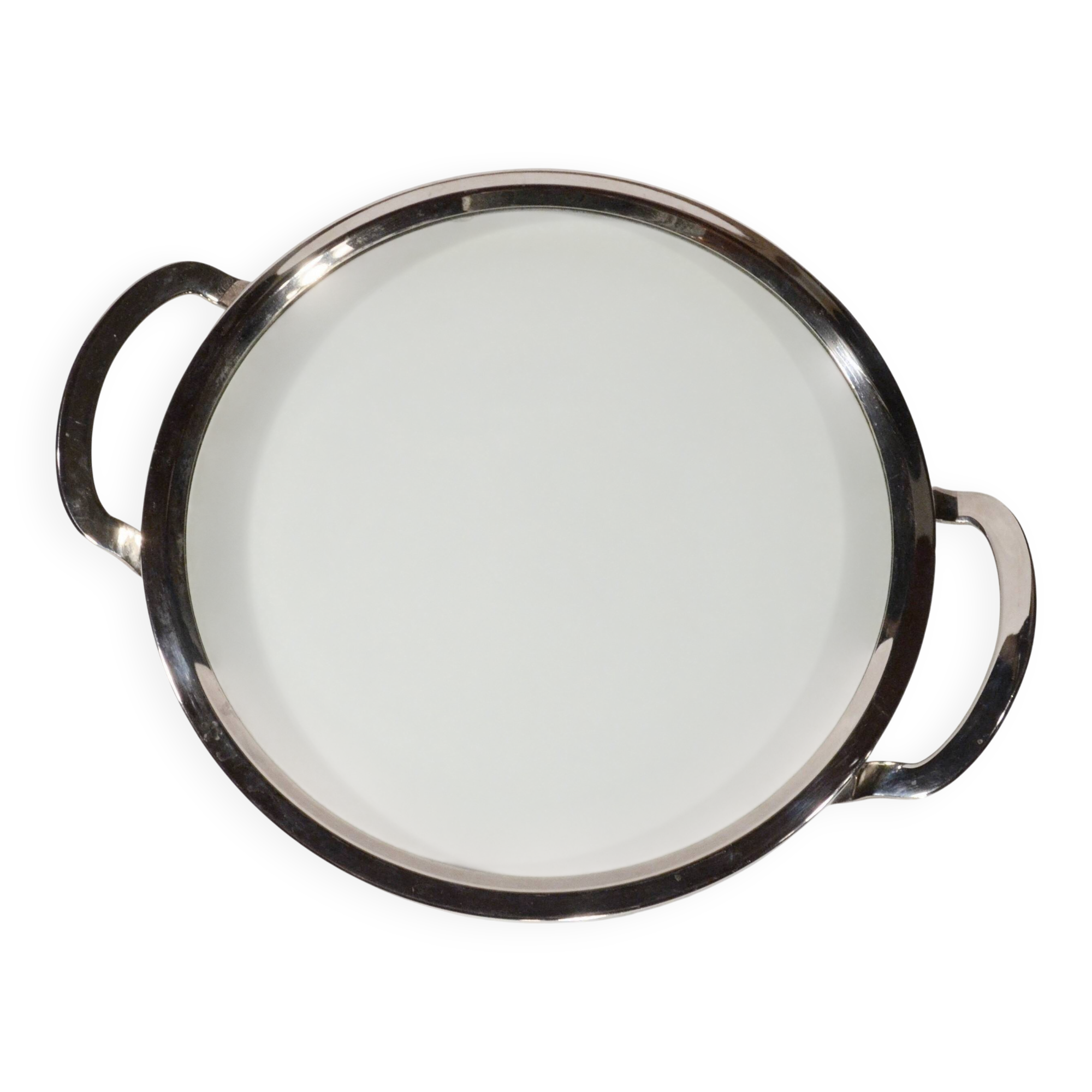 Vintage Art Deco platter, silver-plated and glass, 32 x 40cm