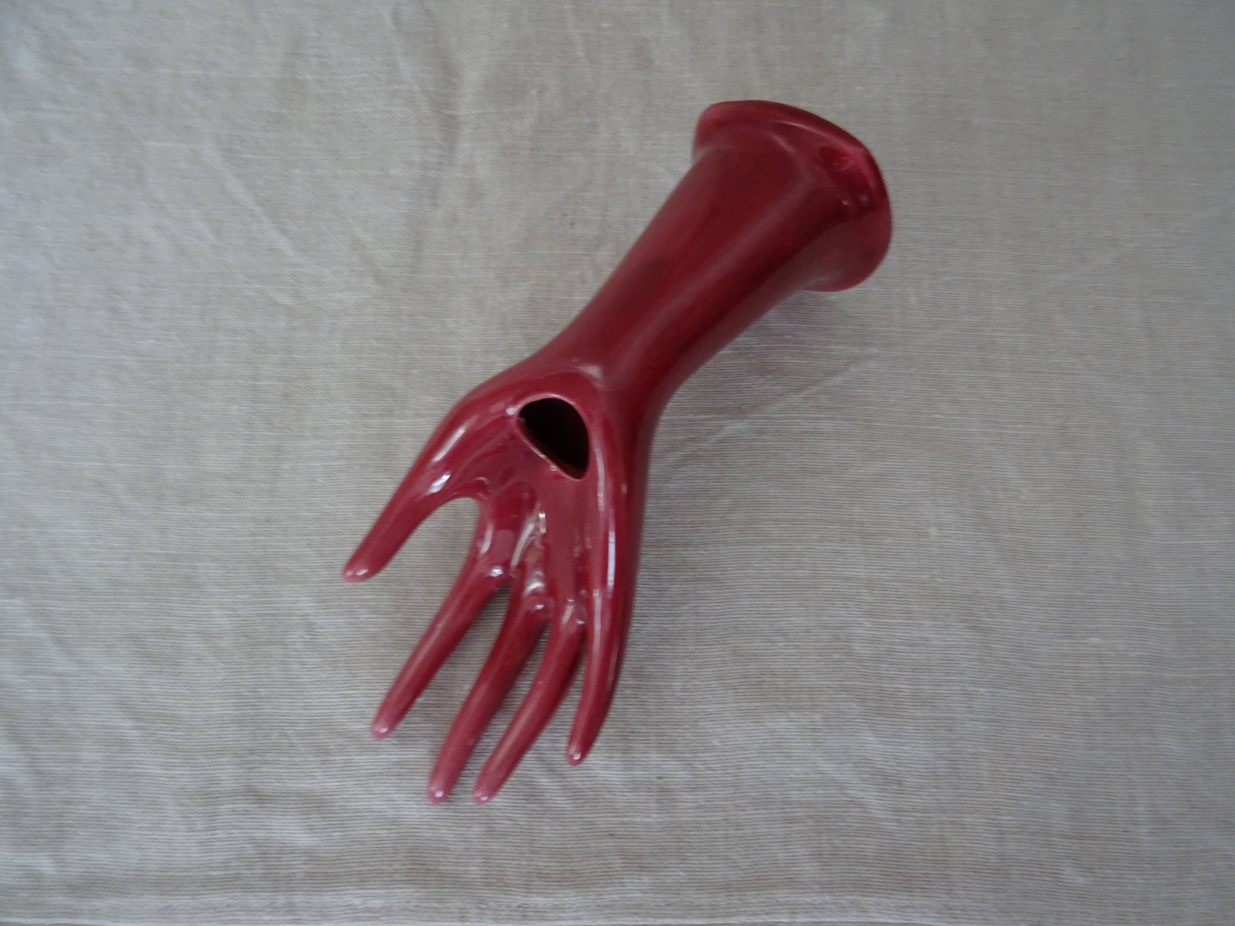 Hand ceramic fig tree color red burgundy