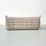 French Togo 3-seater sofa in beige corduroy attributed to Michel Ducaroy for Ligne Roset, 1970s
