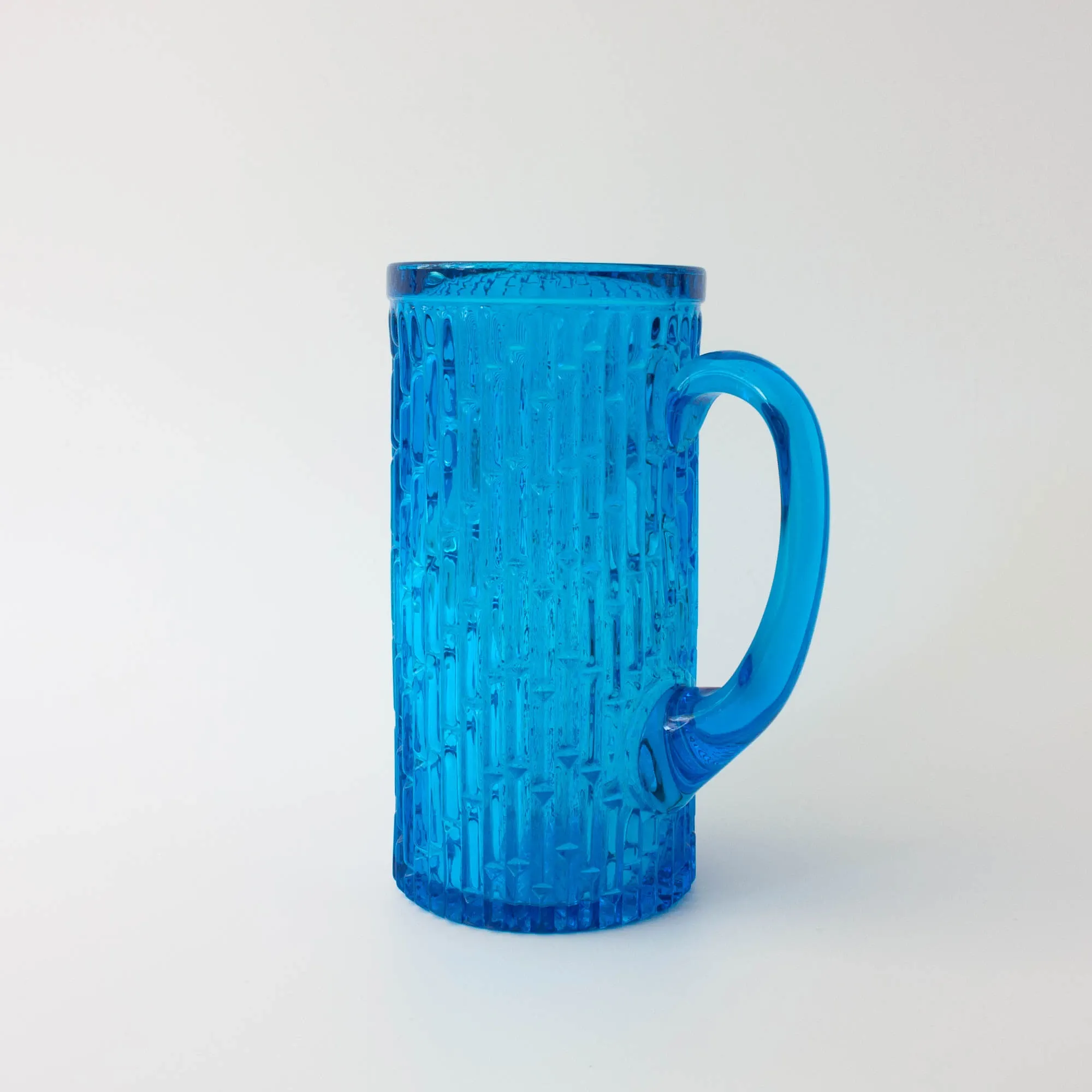 Vintage 1970s IVIMA Blue Glass Jug and Six-Glass Set