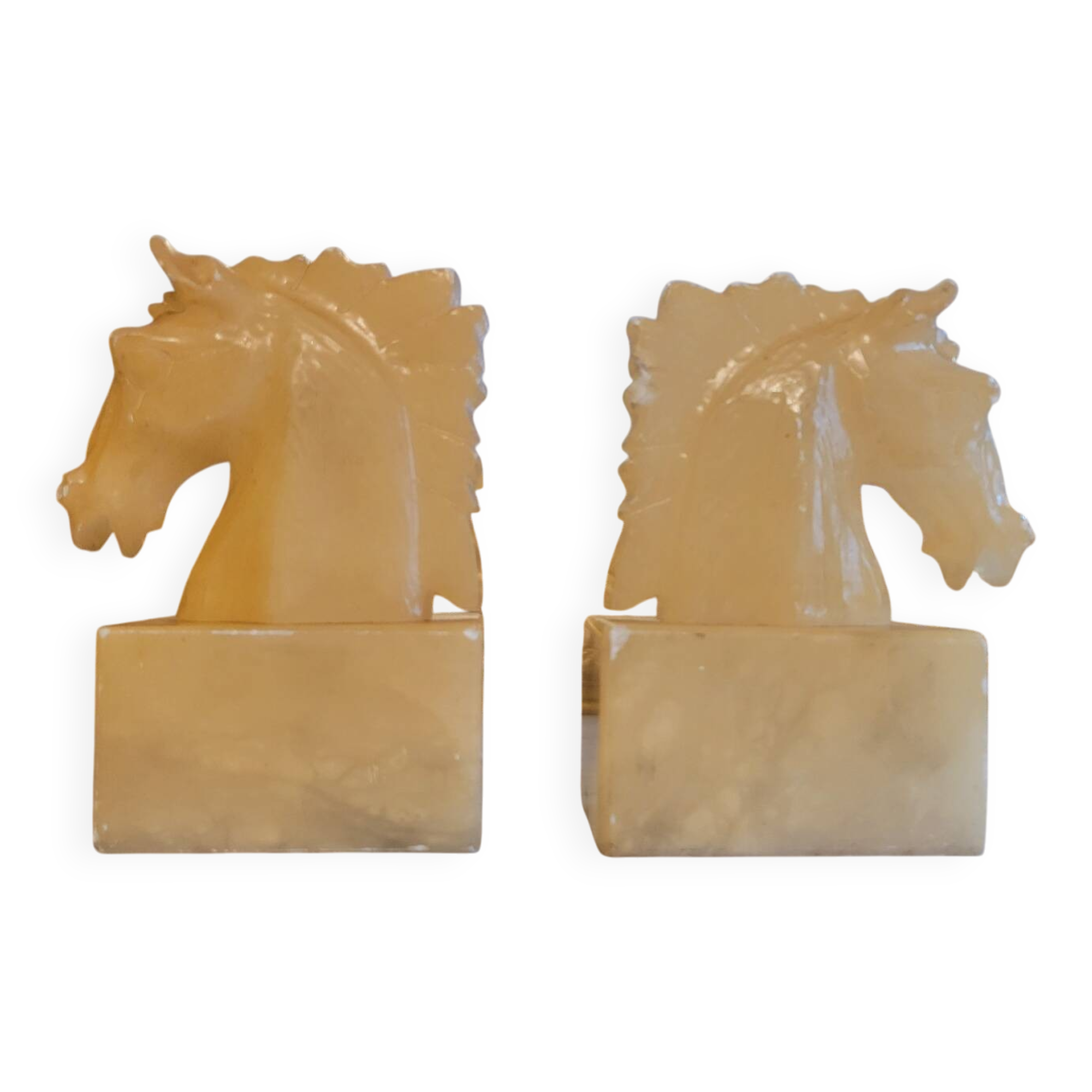 Pair of alabaster horse bookends