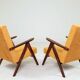 Pair de fauteuils vintage tissu orange l'année 1980