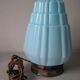 Old Art Deco lamp blue opal globe skyscraper style New York 1920/30