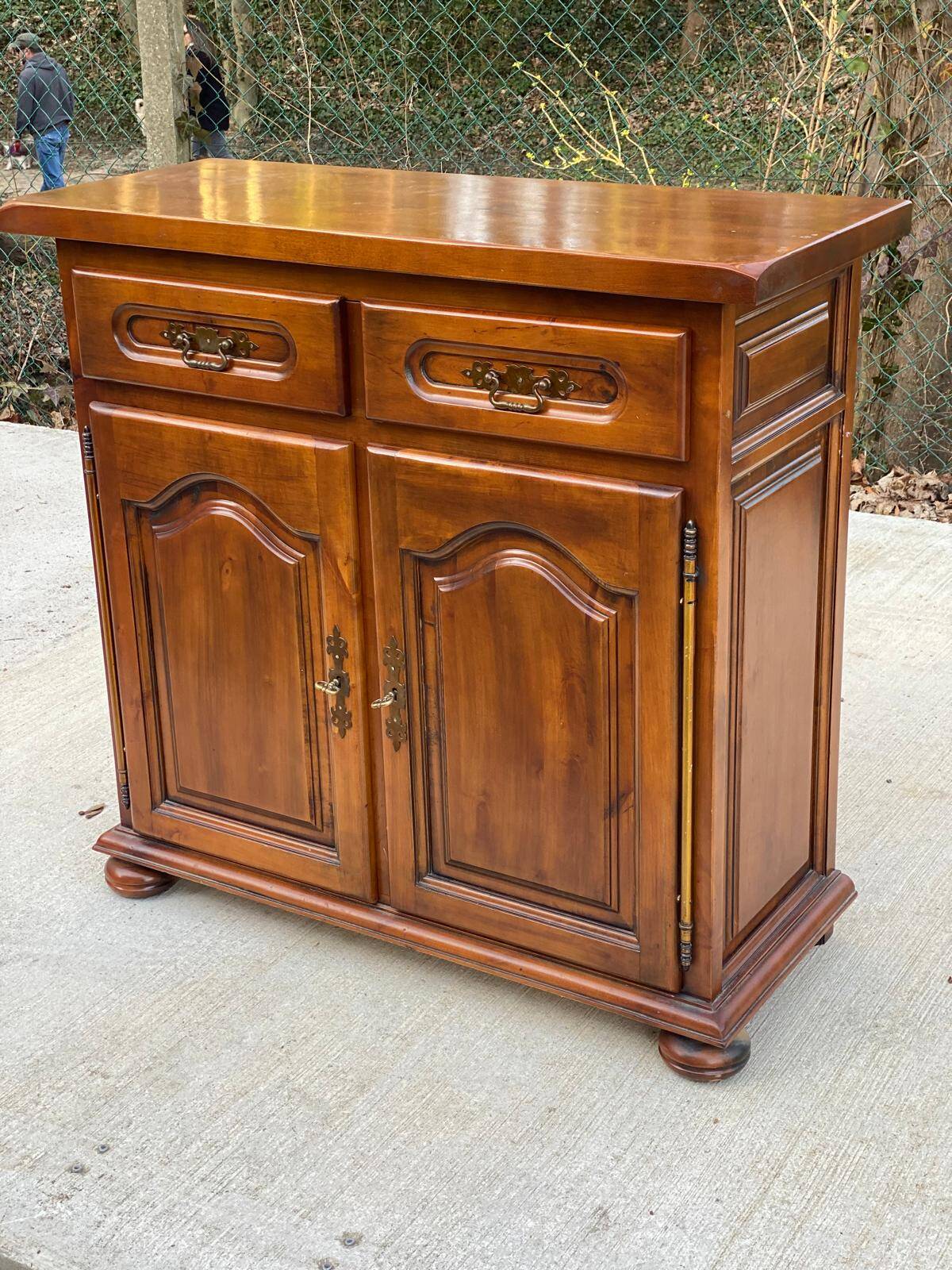 English sideboard with 2 doors and 2 drawers, solid satin cherry wood