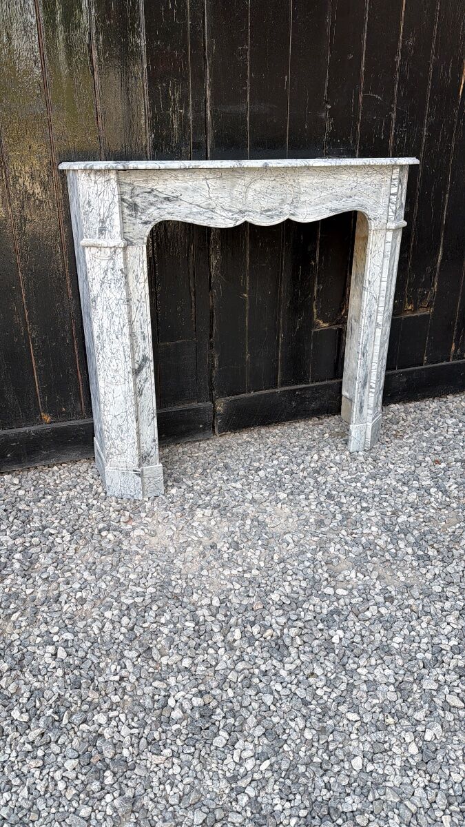Pompadour model fireplace in blue Turquin marble from around 1880, one pair available.
