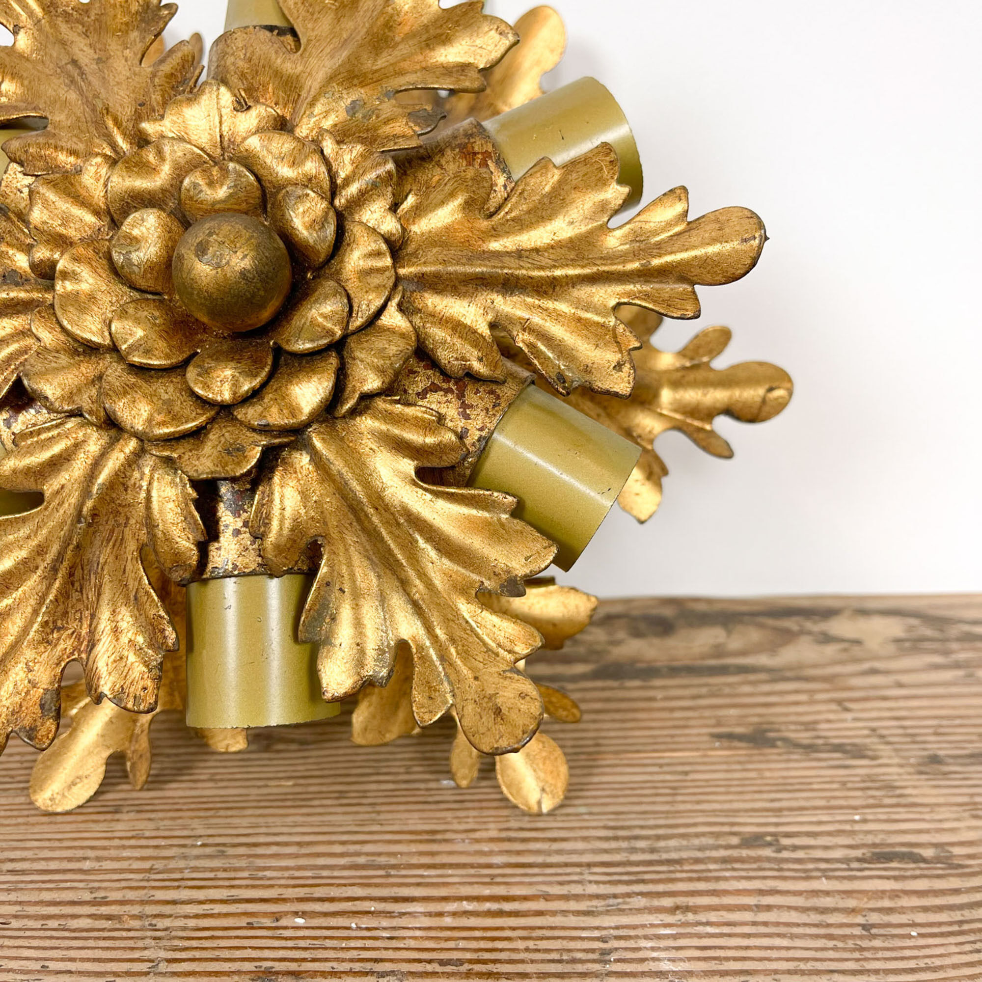 Set of two vintage golden banci firenze flower ceiling lamps small