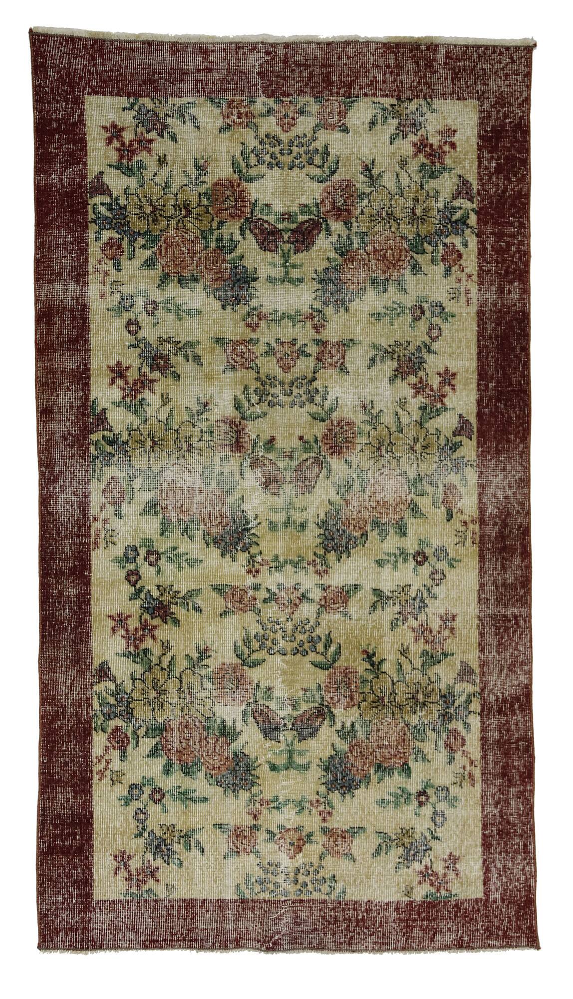 Turkish Anatolian Handmade Vintage Area Rug 208 cm x 115 cm