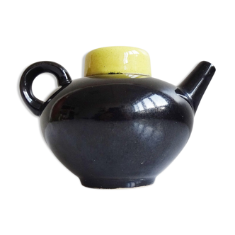 Teapot black yellow 1960s