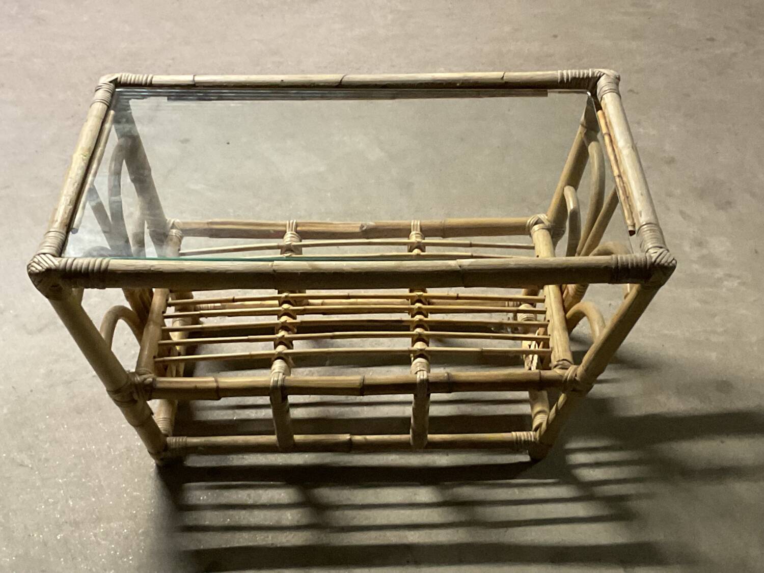 Vintage rattan wicker coffee table