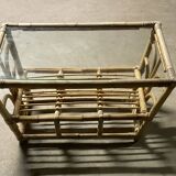 Table basse osier rotin vintage