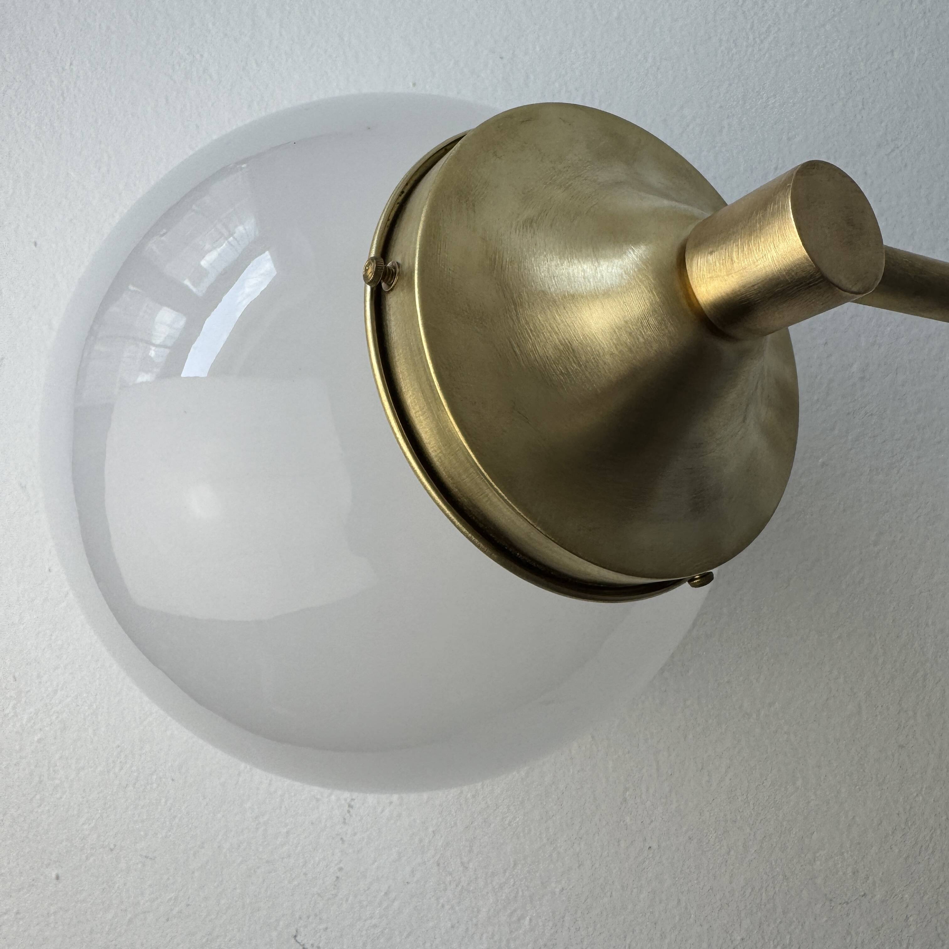 Antique brass & opaline pendant lamp vintage
