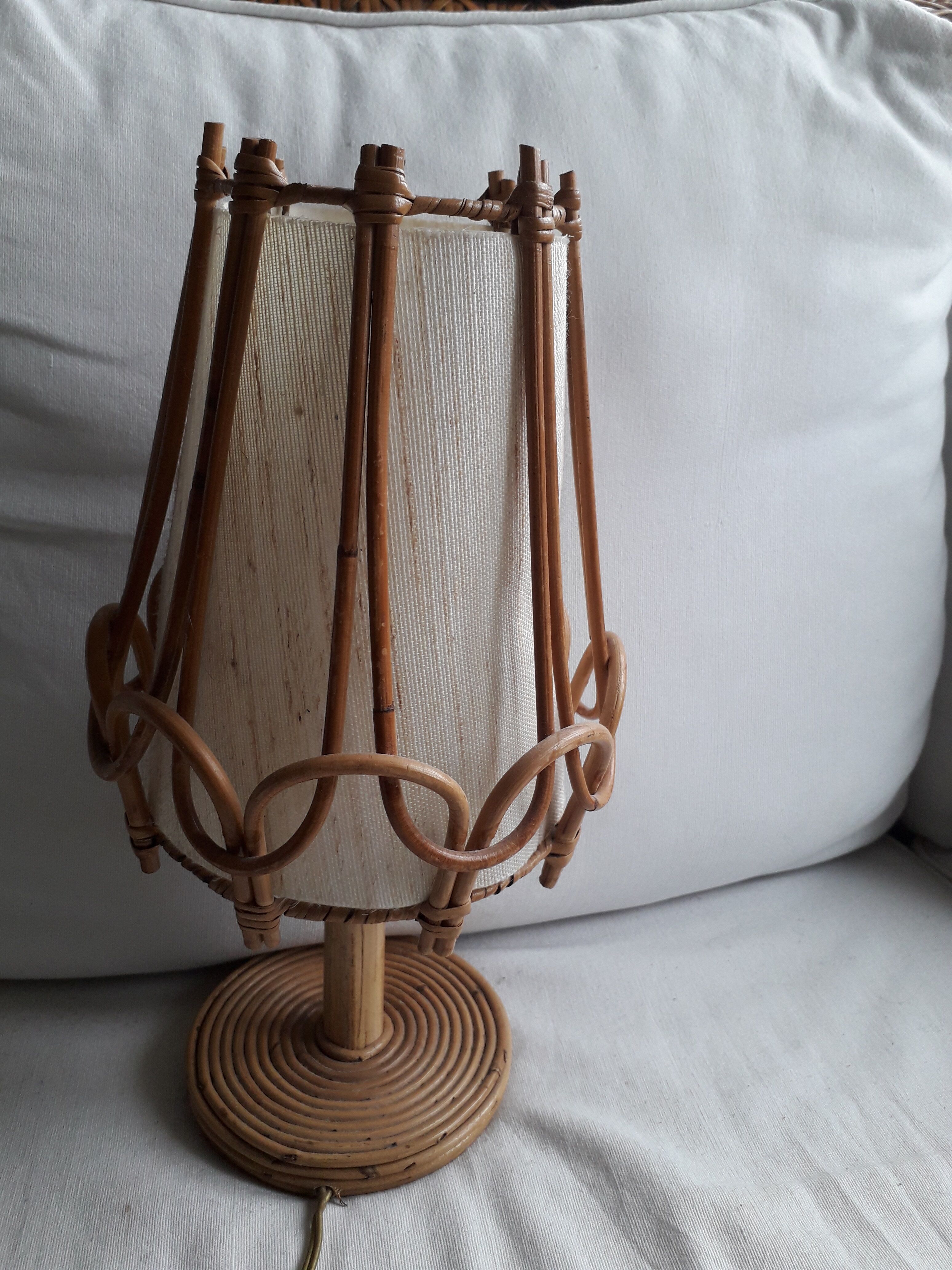 Vintage rattan lamp by Louis Sognot