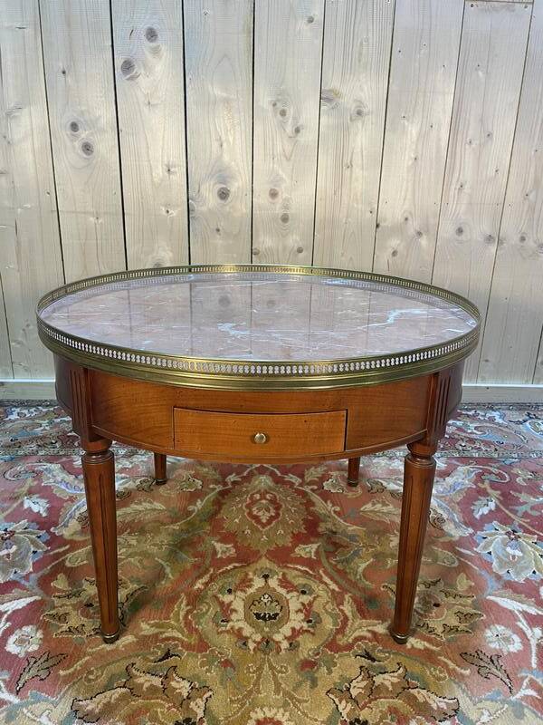 Table basse bouillotte de style Louis XVI marbre rose
