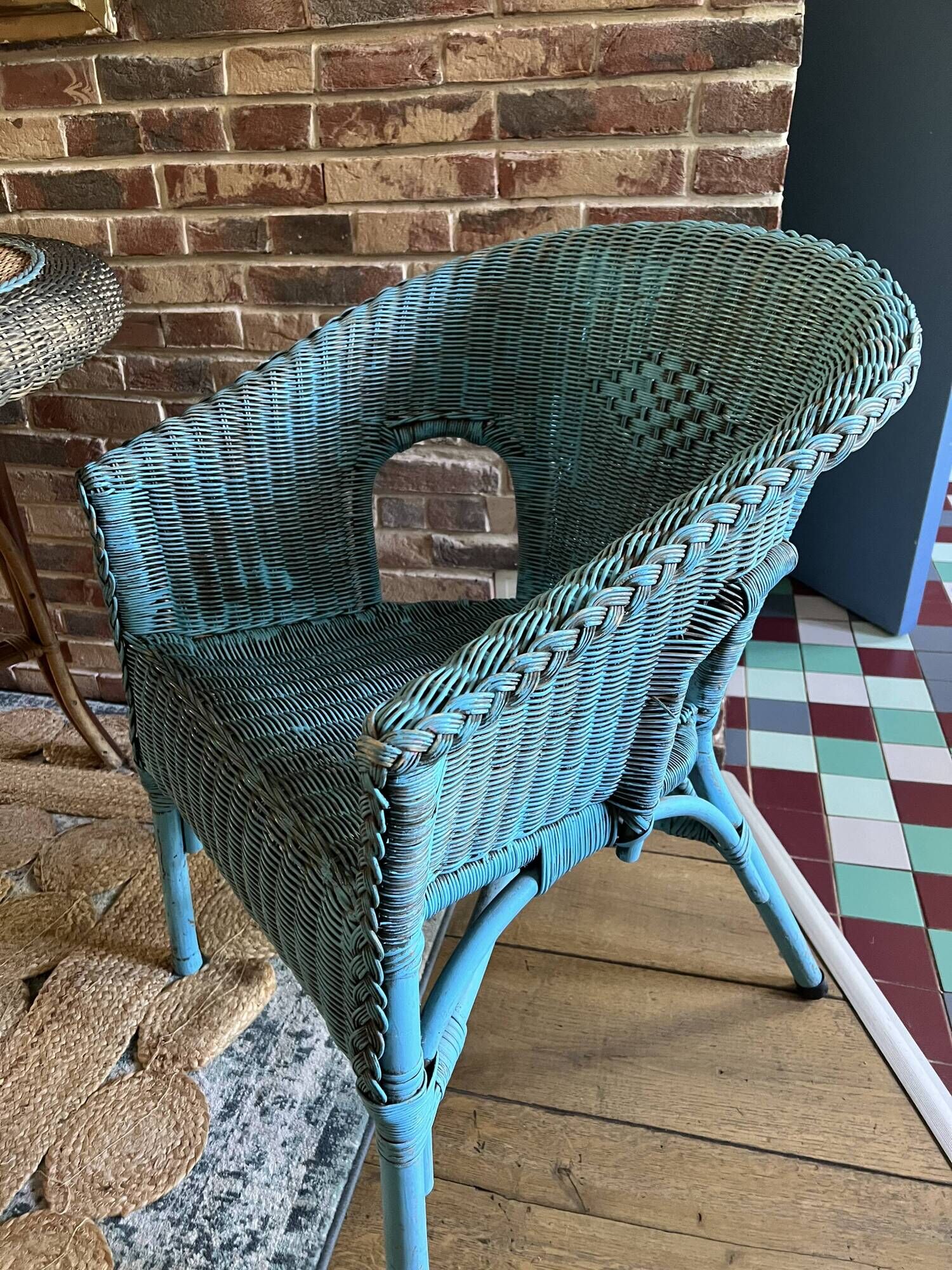 Colourful wicker armchair