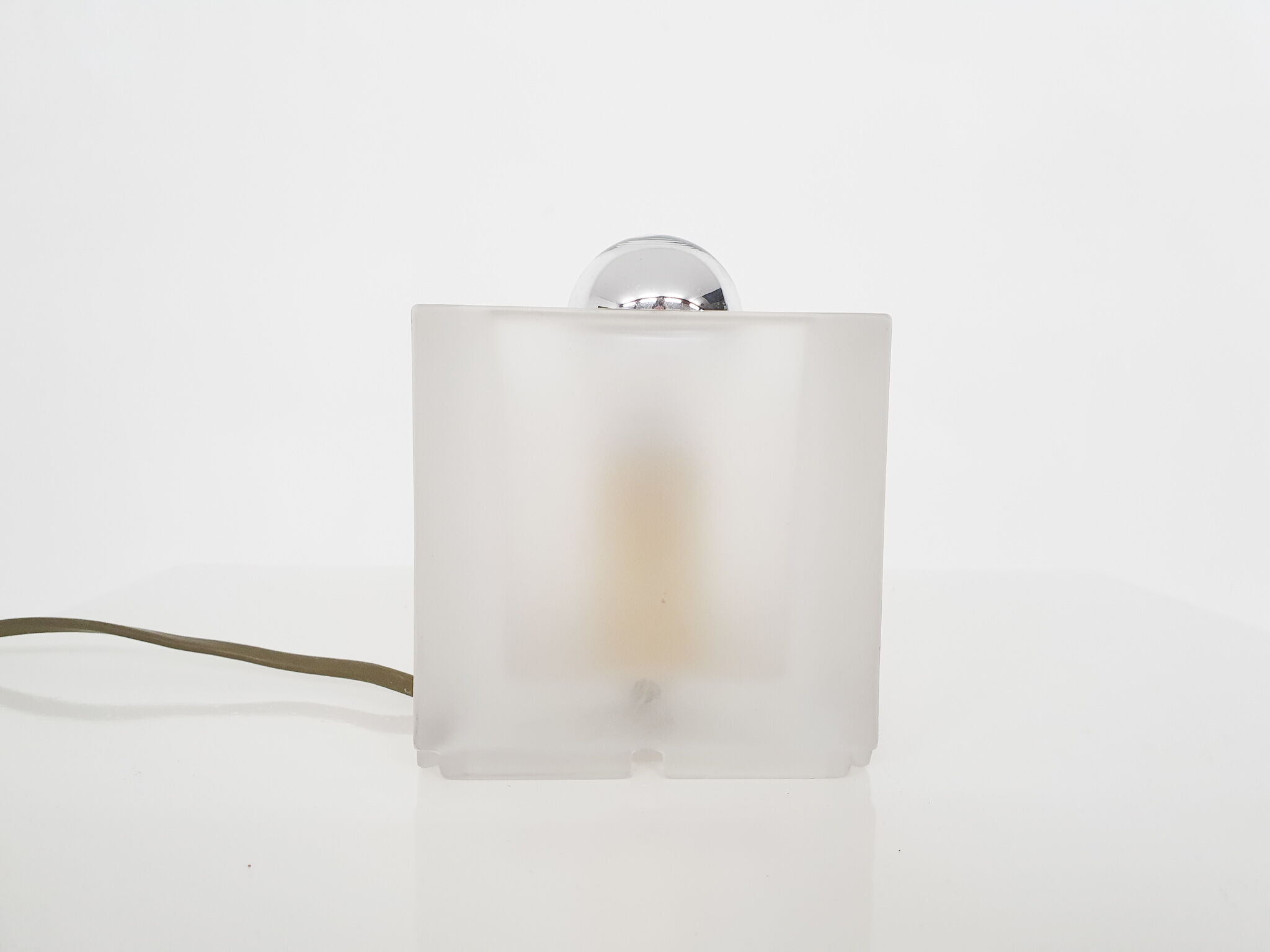 Frosted glass cube table light, Germany 1970's