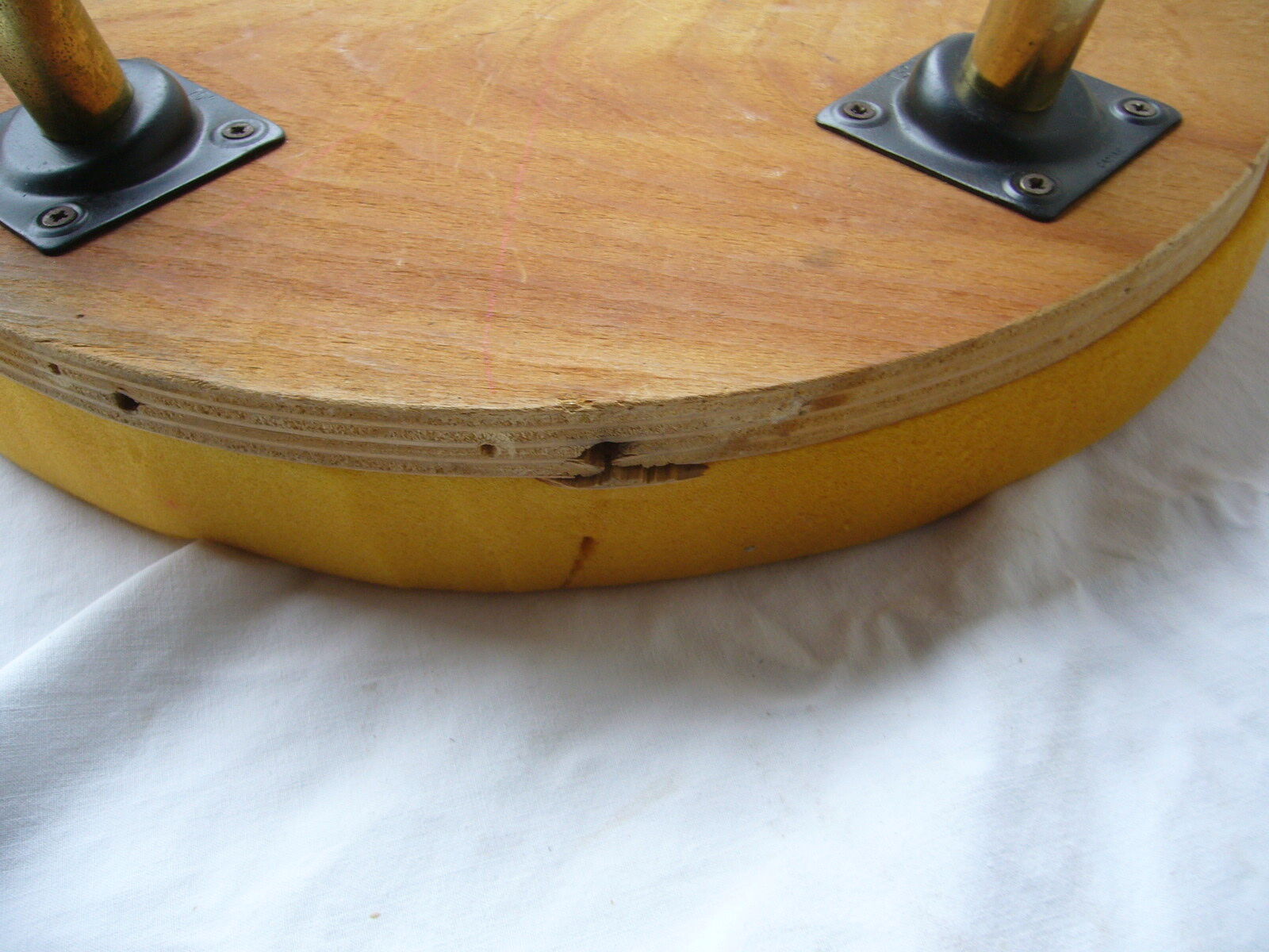 Pair of four-foot stools in vintage red moumoute