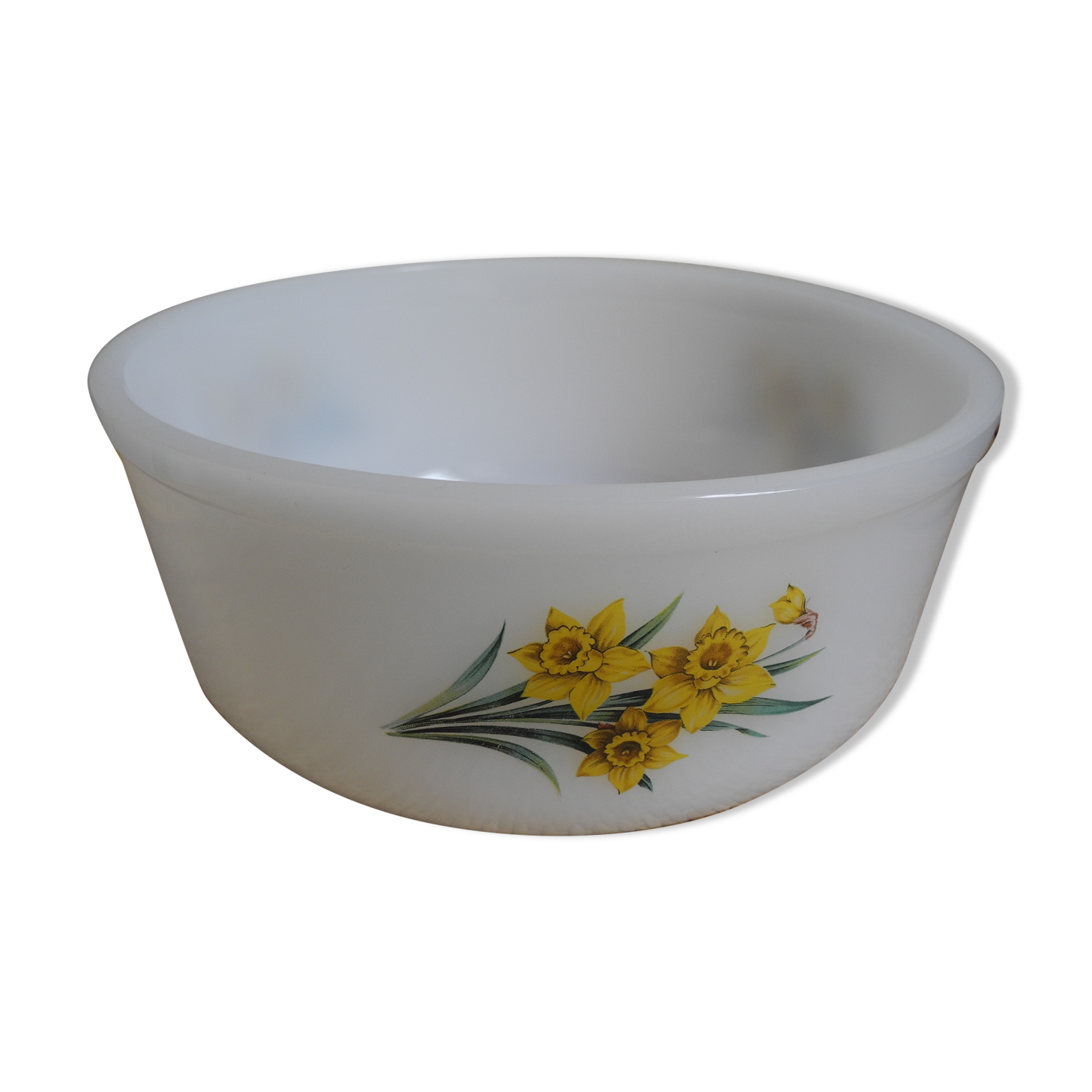 Plat saladier Arcopal jonquilles vintage french dish