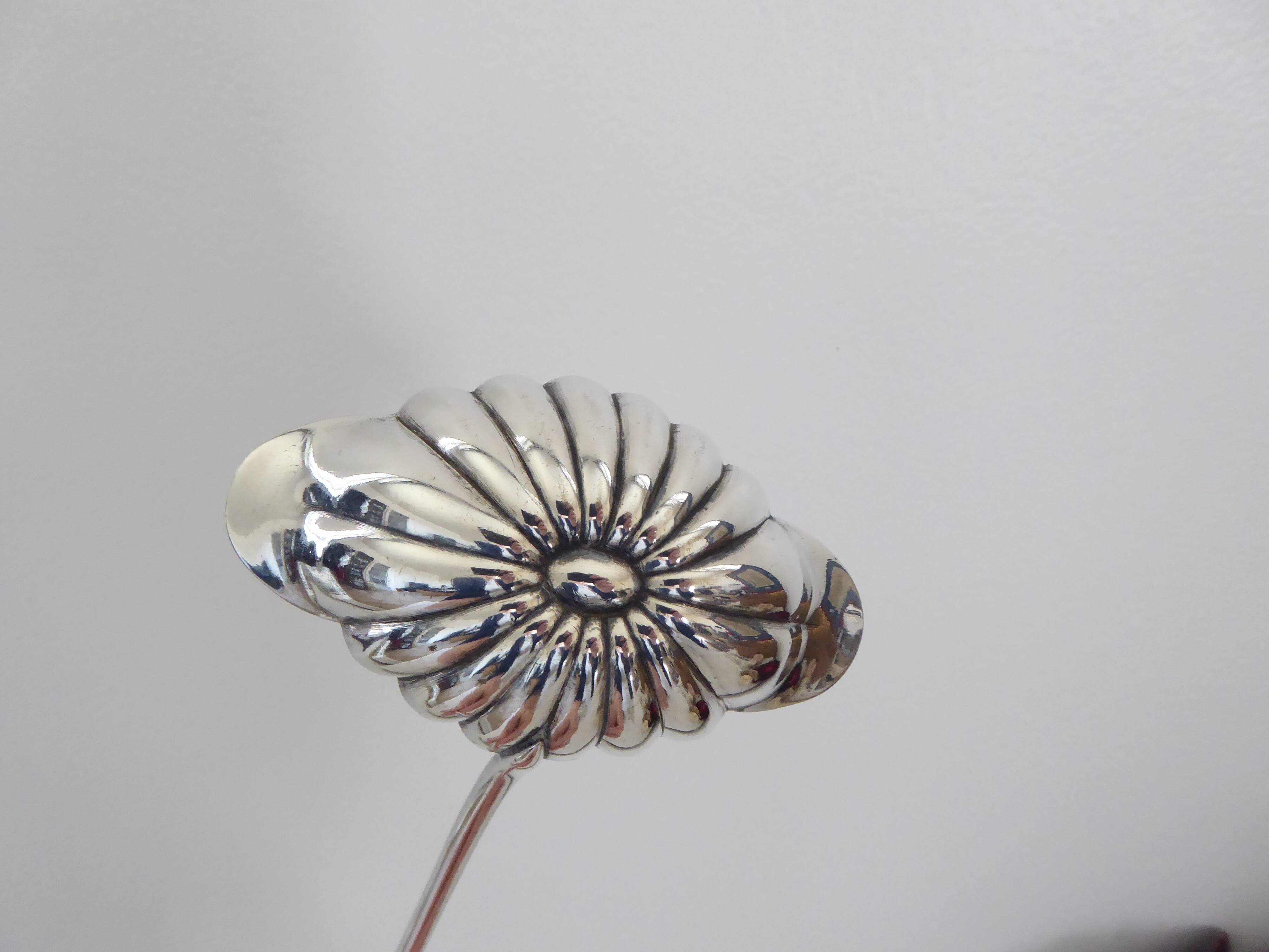 Silver metal sauce ladle