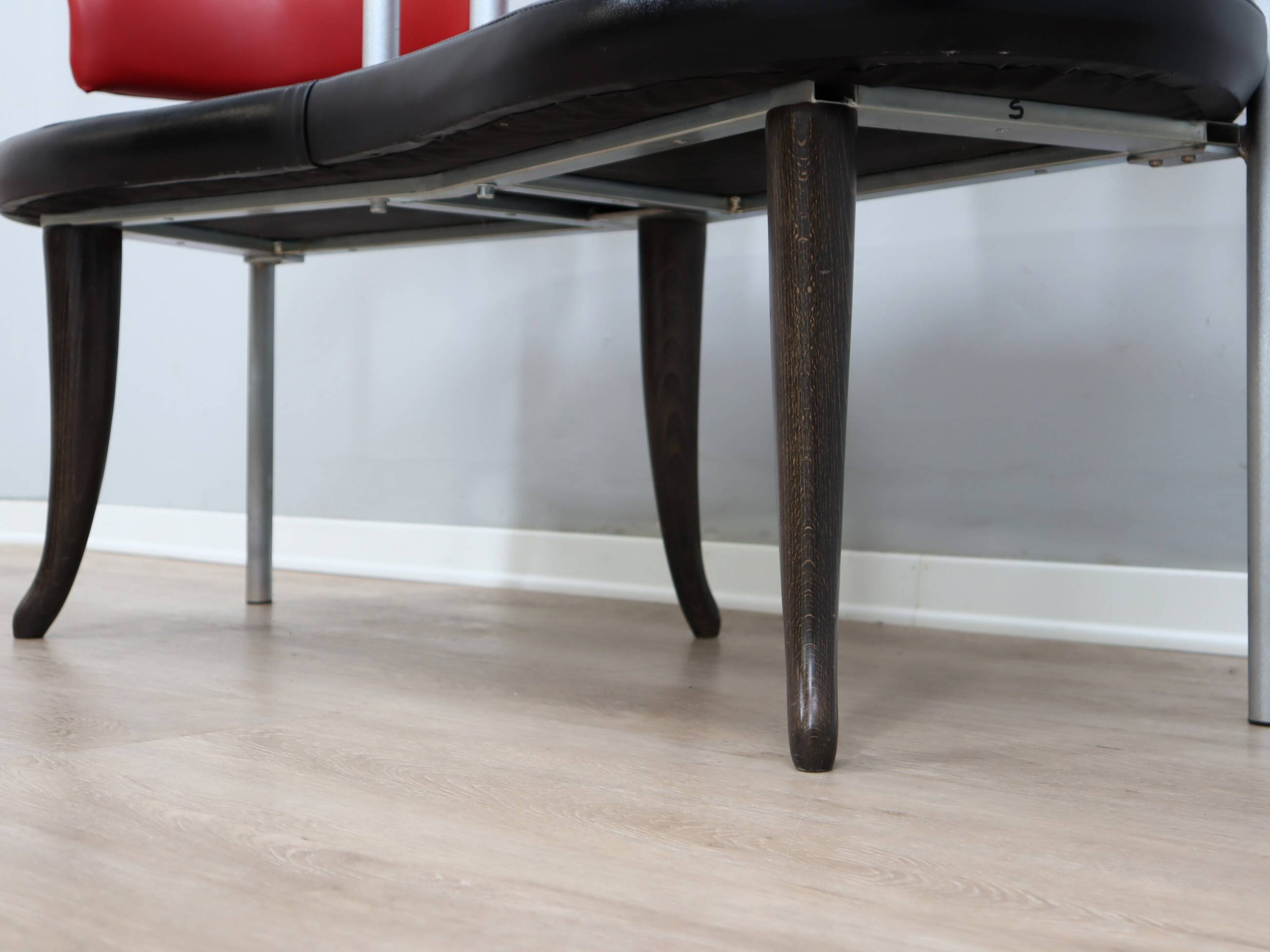 1990s Italian black and red post modern design bench