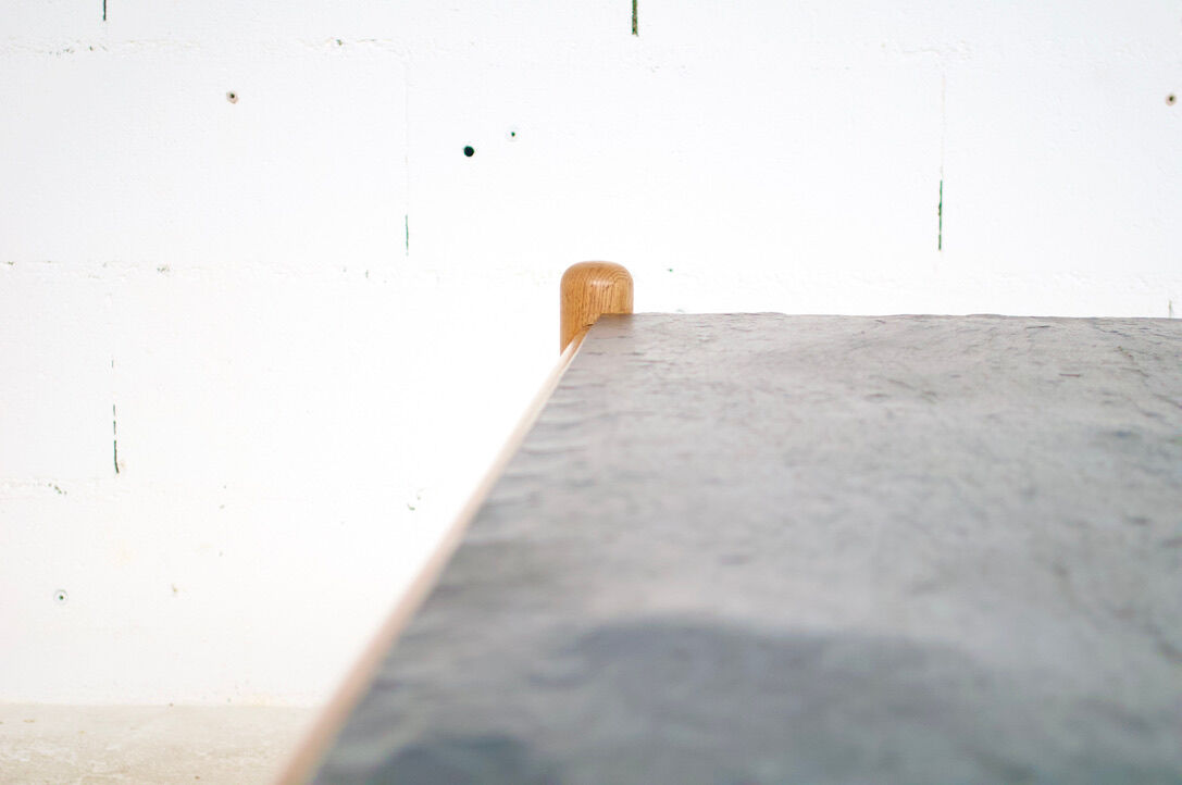 Scandinavian coffee table oak and slate 60's