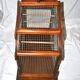 Large vintage wooden birdcage with metal mesh - Handmade 1960s