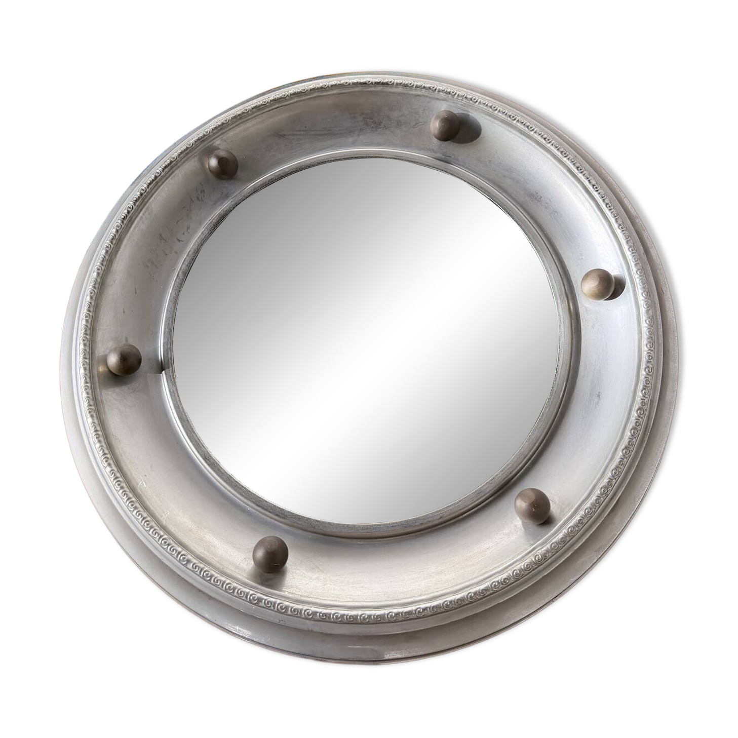 Round convex metal mirror in English style 1900