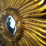 Golden wood sun mirror circa 1960