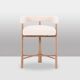 Pair of blond beech bar stools. Contemporary work.