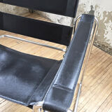 Bauhaus modernist leather chrome armchairs