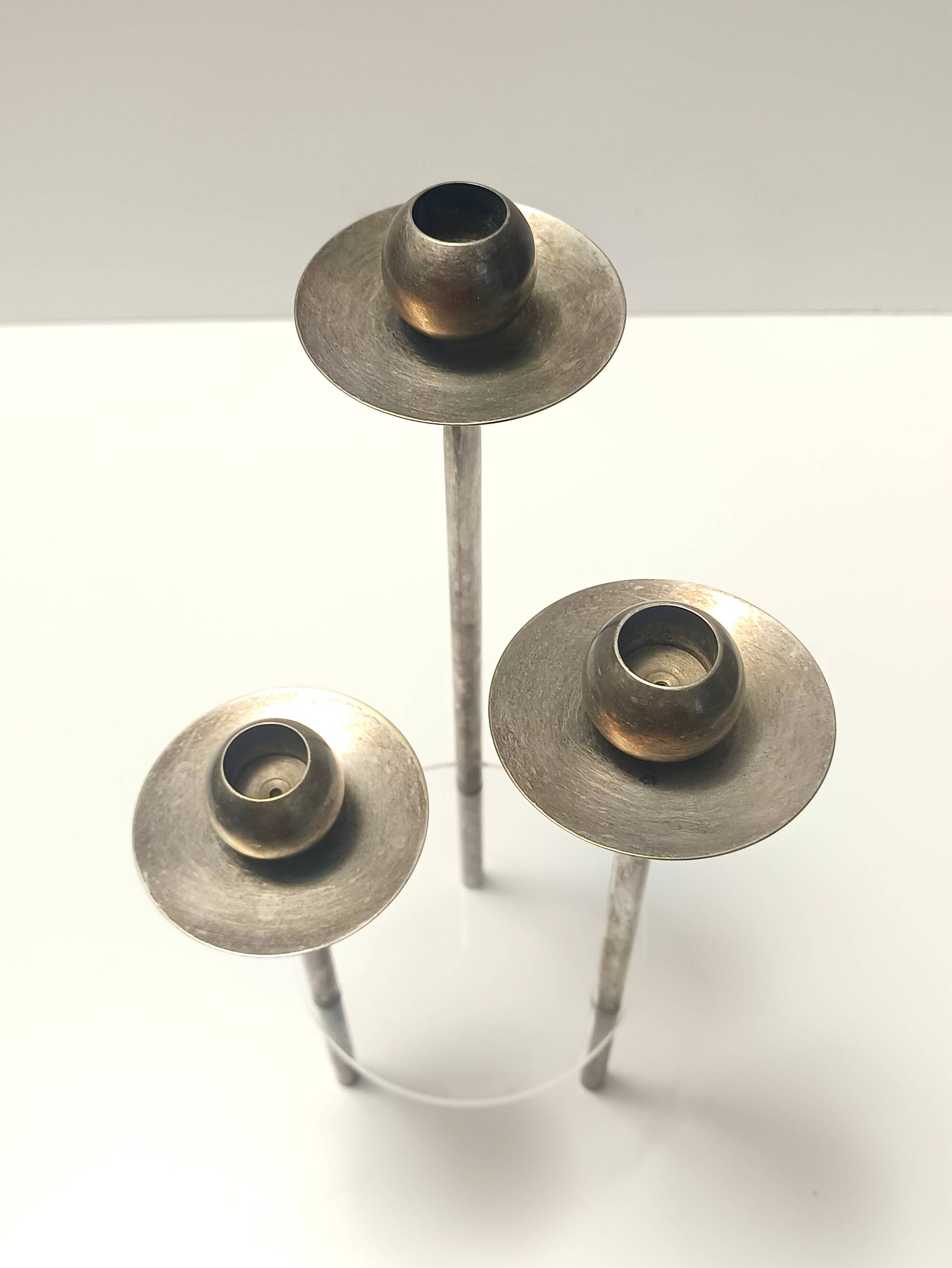 Silver-Plated Brass and Plexiglass Candelabrum by Mesa, Italy 1970s