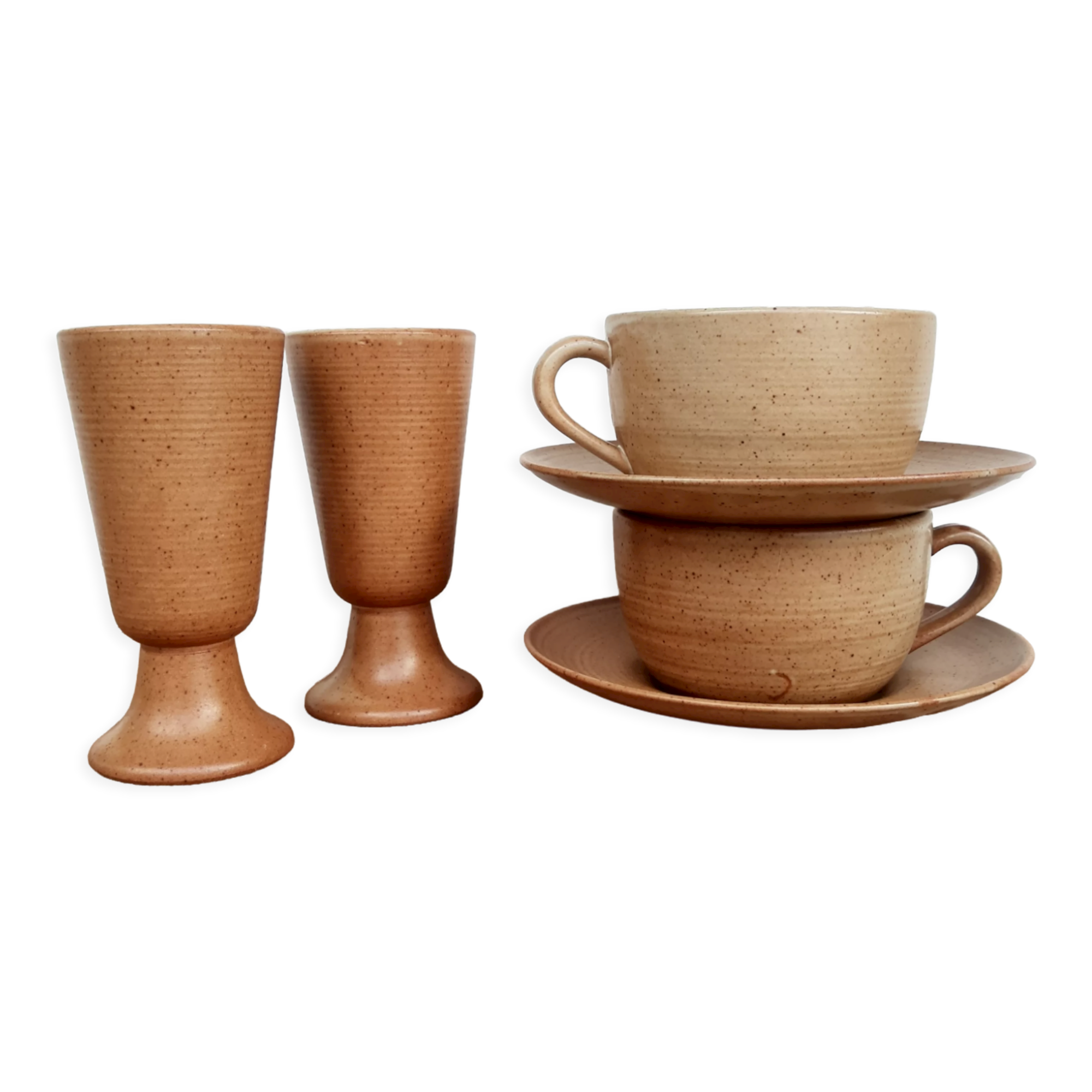 Coffee service tea chocolate stoneware village CNP France vintage