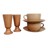 Coffee service tea chocolate stoneware village CNP France vintage